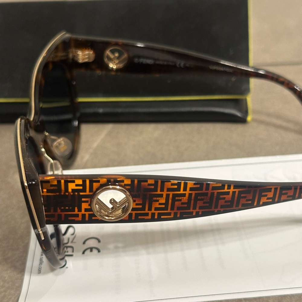 Fendi Tortoise Shell Sunglasses with Gold Accents